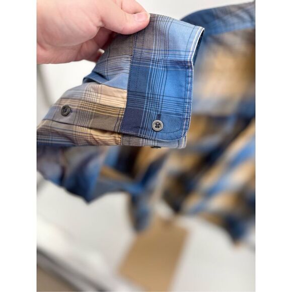 Lake Trail Shirt Mens Blue Yellow Plaid Button Up Long Sleeve Vented Size XXL - Picture 7 of 8